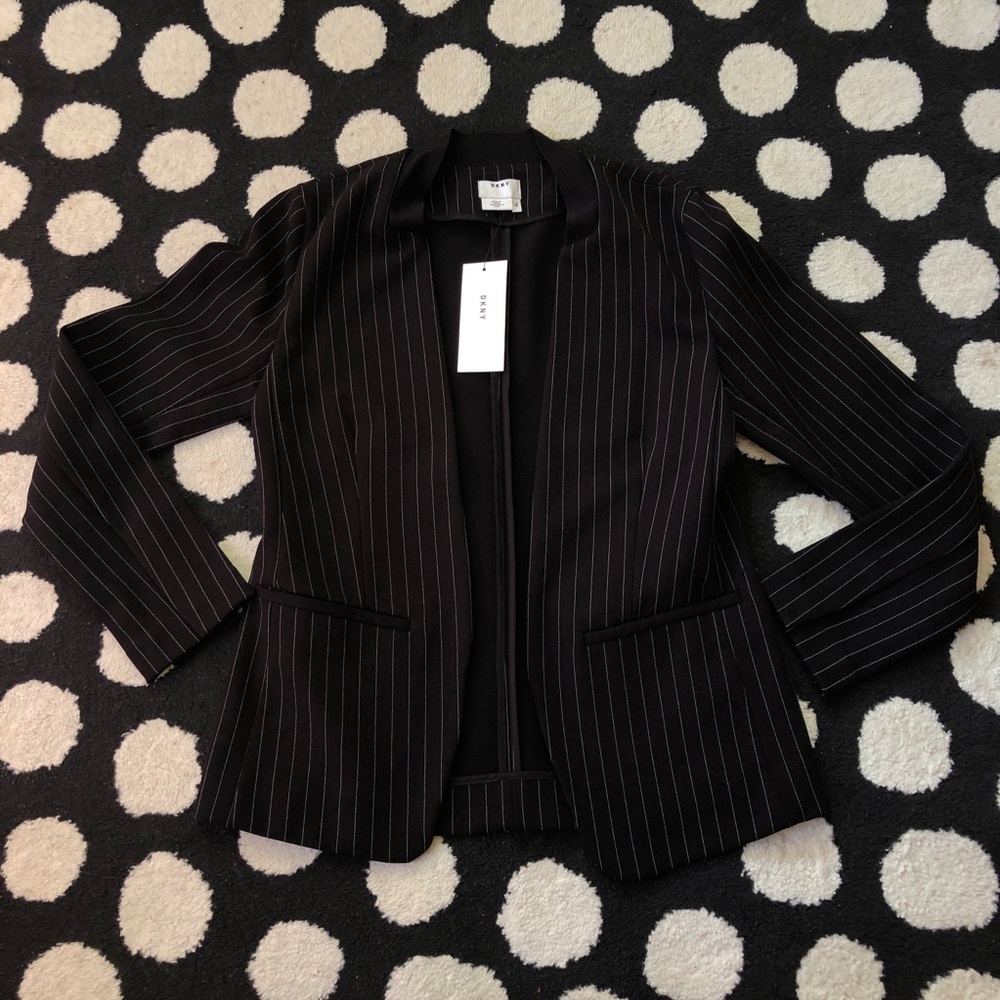 DKNY womens striped blazer black NWT size 4